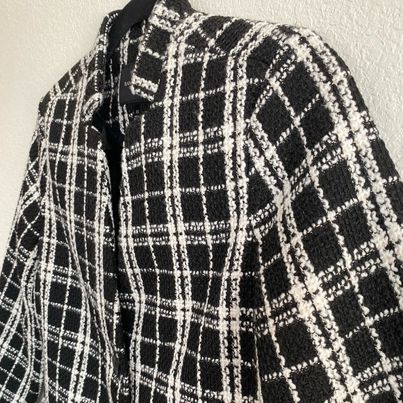 NWT! Banana Republic Boucle Tweed Gingham Black White Jacket Peacoat XS Preppy - Picture 4 of 12